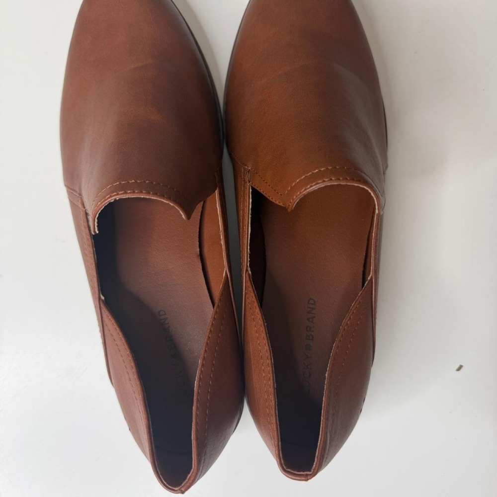 Lucky Brand Brown Leather D'Orsay Loafers Women's 11M Casual Comfort - Picture 3 of 8
